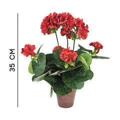 Pianta artificiale Geranio 35 cm con vaso