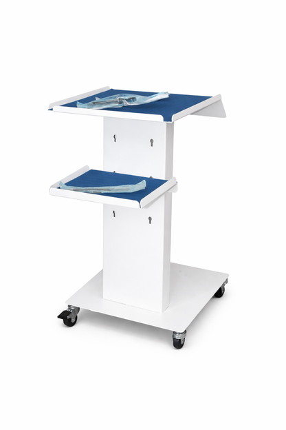 Tecnokit Carrello medico con Ripiano Regolabile, Tappetini Antiscivolo e Ciabatta elettrica Integrata