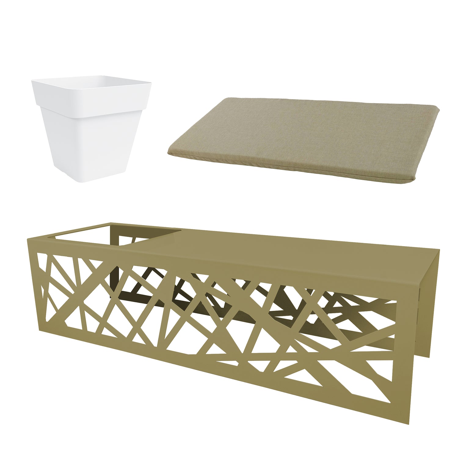 TECNOKIT Panca in Lamiera GOOT con vasi + Portavaso Singolo Coordinabile