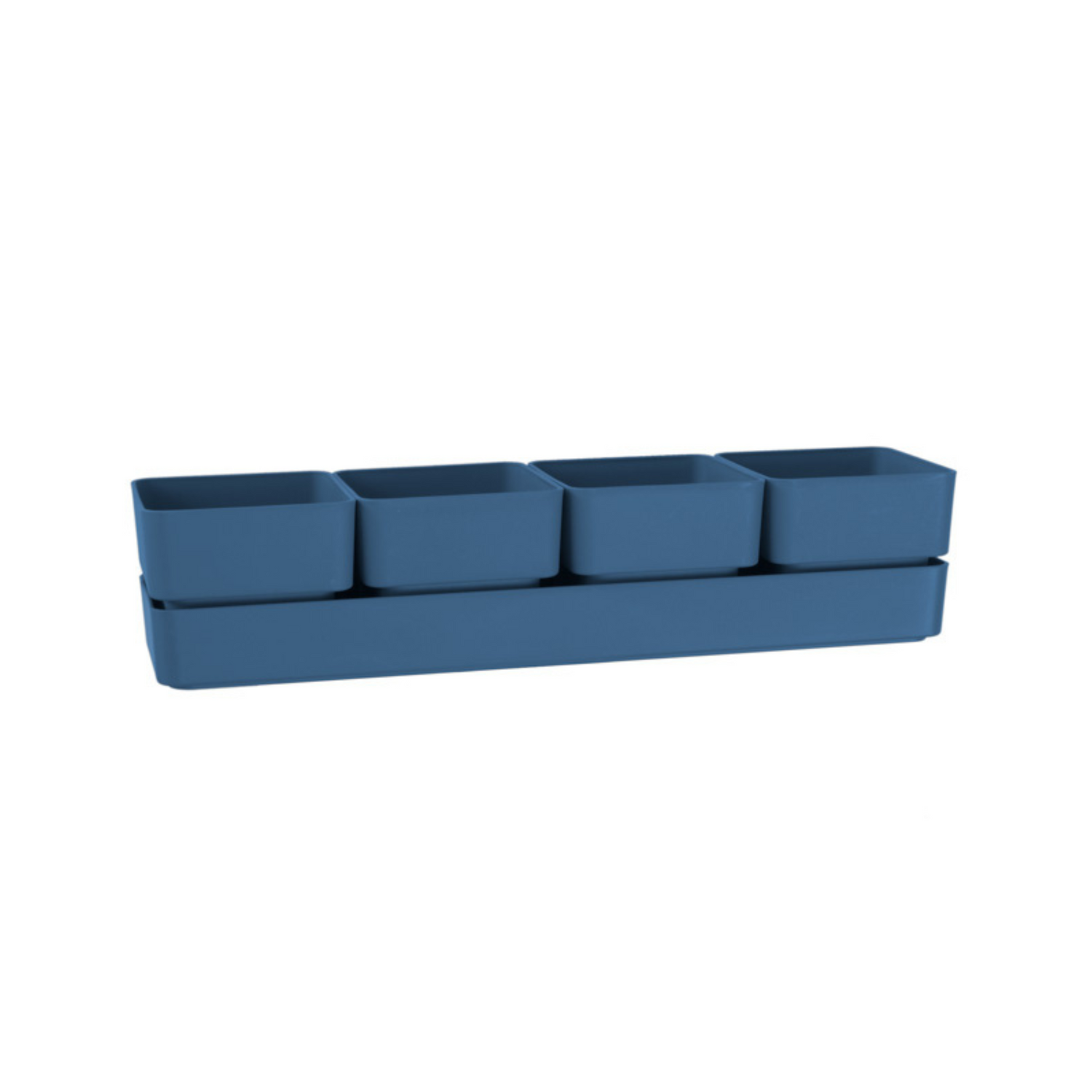 TERA vaso elegante di design Sierra, composto da 4 vasi quadrati e un sottovaso, dimensioni cm 48x12x11 h, fioriera per piantine e piante grasse reistente ai raggi UV