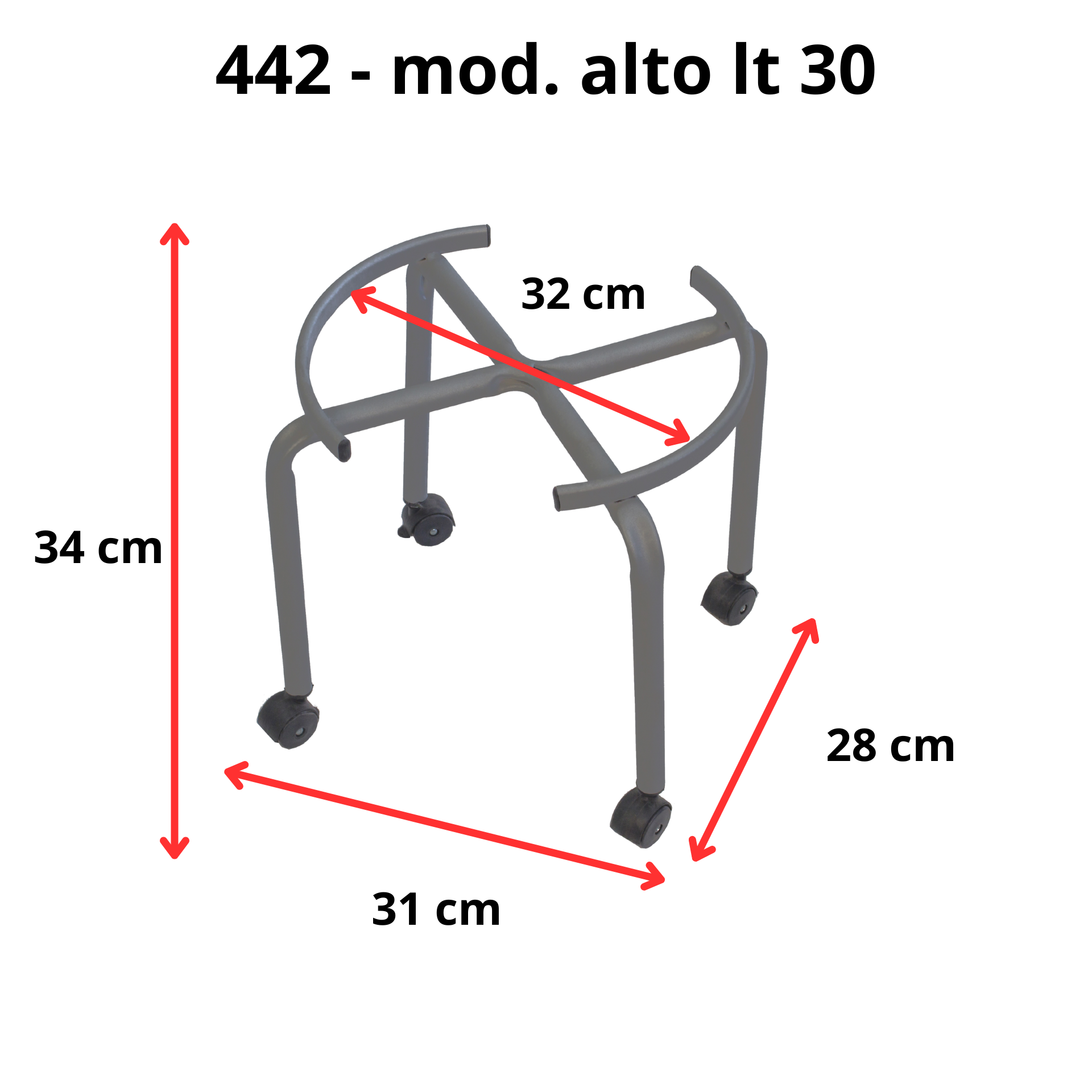 TECNOKIT Supporto Fusto Olio e Vino  Alto da 30 Litri