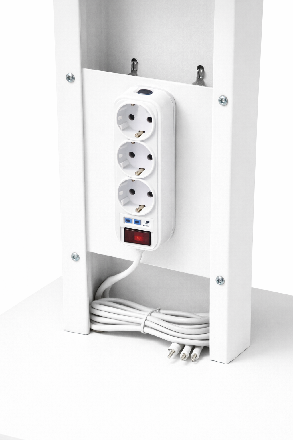Tecnokit Carrello medico con Ripiano Regolabile, Tappetini Antiscivolo e Ciabatta elettrica Integrata