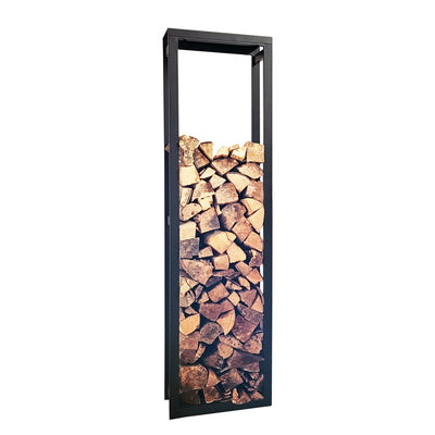 Scaffale porta legna in acciaio con ripiano porta oggetti