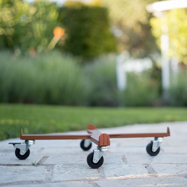 porta vasi, carrello porta piante circolare con ruote industriali in metallo