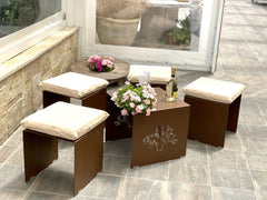 SET ARREDAMENTO GIARDINO TAVOLO E SEDIE METALLO