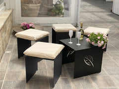 EVOLUSI - SET ARREDAMENTO GIARDINO TAVOLO E SEDIE METALLO